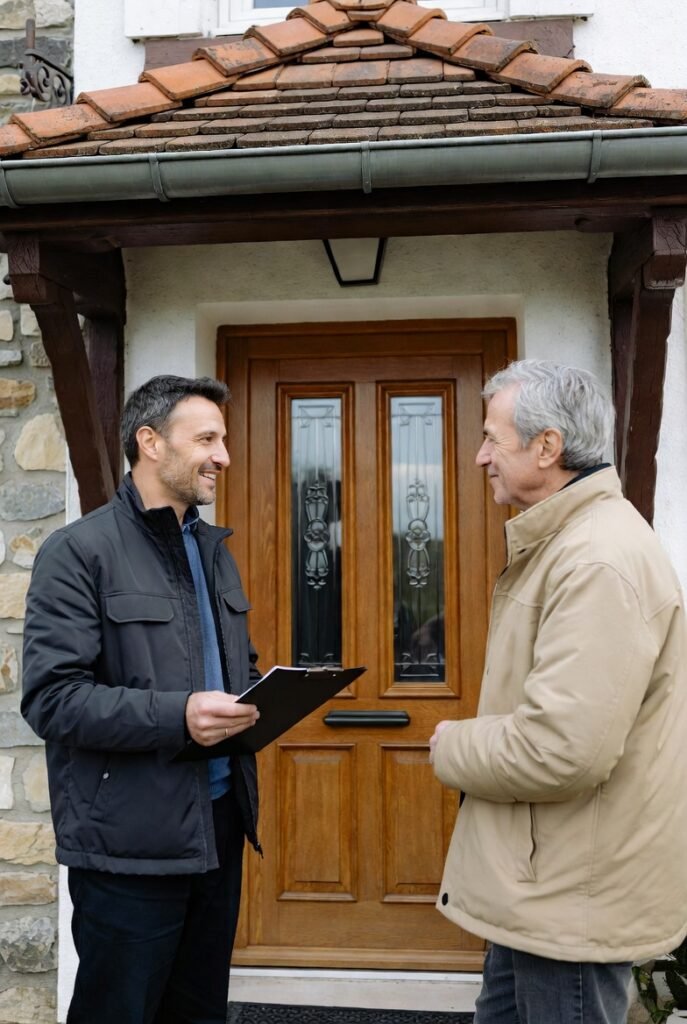 auditeur discutant avec propriétaire maison audit énergétique